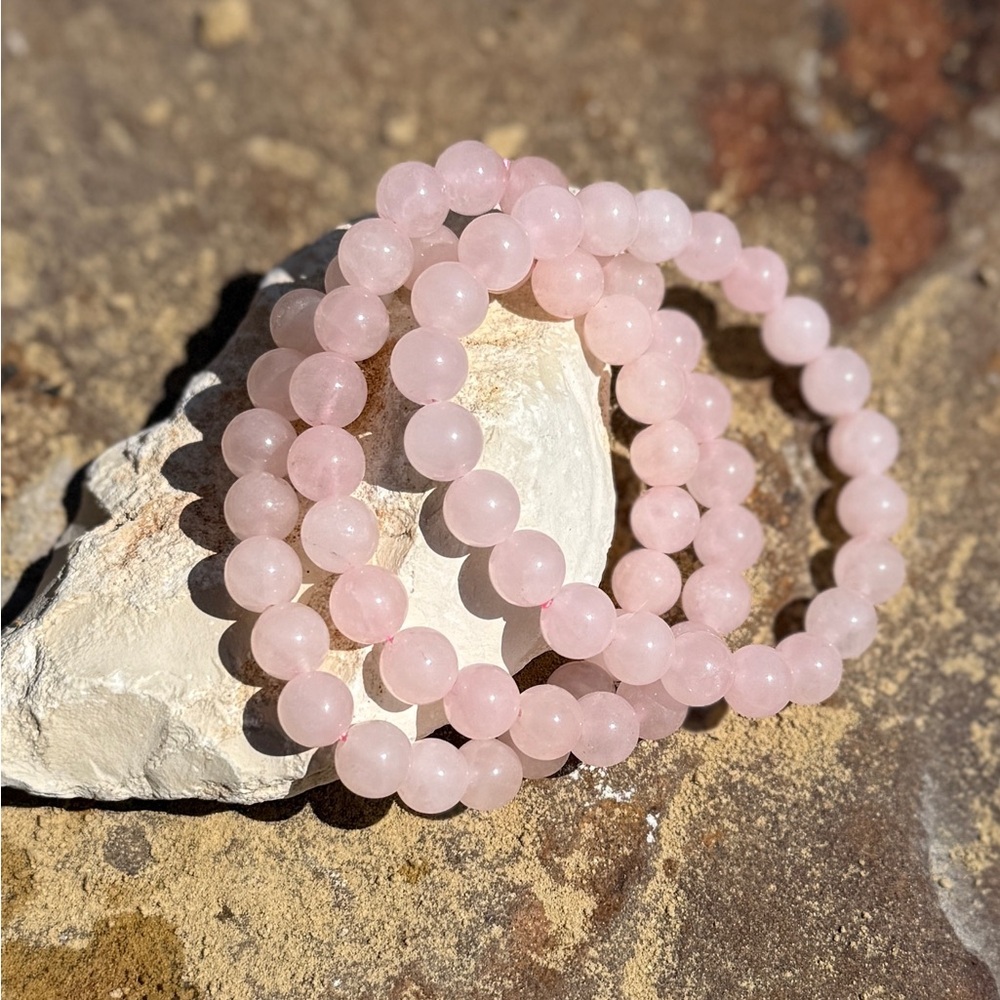 Authentic Rose Quartz Gemstone Crystal Beaded Bracelet